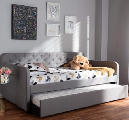 tiny home bed ideas: Twin Size Sofa Daybed with Roll-Out Trundle Guest Bed