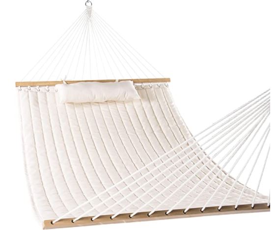 tiny home bed ideas: Double Quilted Fabric Hammock