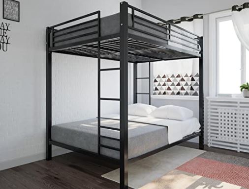 tiny home bed ideas: Full over Full Bunk Bed, Metal Frame with Ladder