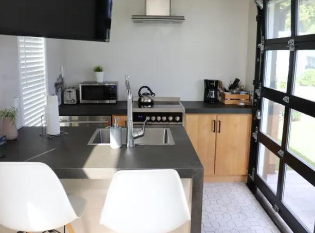 tiny home kitchen: Airbnb tiny kitchen