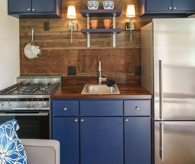 tiny home kitchen: Indigo kitchen