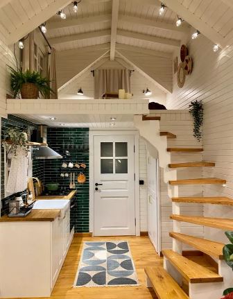 tiny home kitchen: Wall subway tile