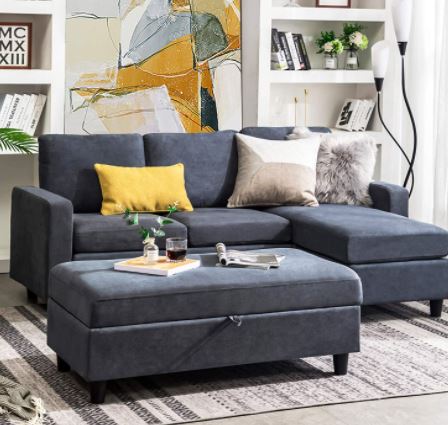 tiny home sofa: HONBAY Reversible Sectional Couch