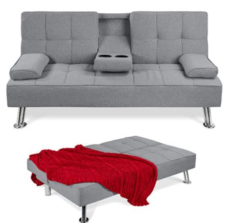 tiny home sofa: Folding Futon Sofa Bed for Compact Living Space
