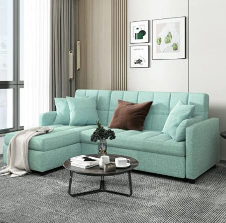 tiny home sofa: POVISON Sectional Sleeper Sofa
